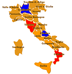 MAP OF ITALY SHOWING LOCATIONS